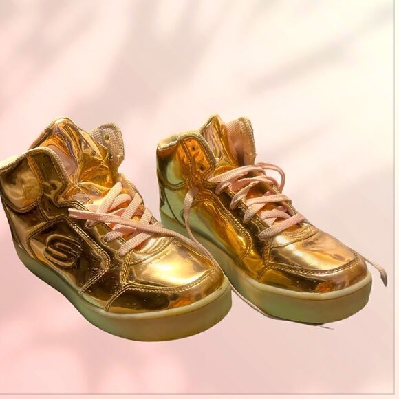 Sketchers Rose Gold Energy Lights Dance And Dazzle Girls Shoes size 5 - Picture 1 of 6
